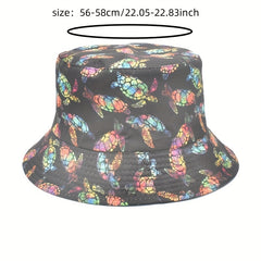 Marine Life Print Bucket Hat UV Protection Sunscreen