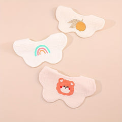 3pcs Baby Bibs Heart Sun Flower Newborn Burp Cloth Kid Cotton Saliva Towel