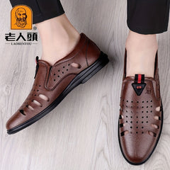 LAORENTOU Leather Loafer Shoes Lightweight Non Slip Casual Shoes