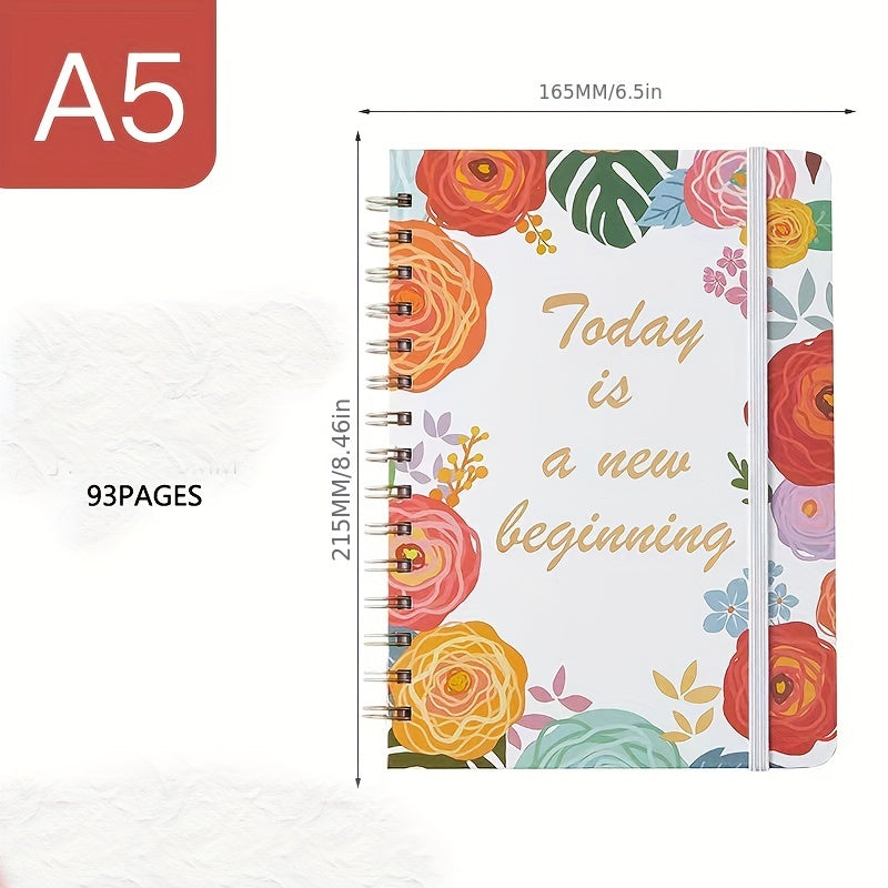 Flower Pattern Weekly Planner English Notepad Coil Schedule Book