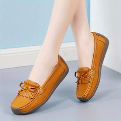 Women's Bowknot Decor Loafers Slip On Lightweight Low Top Loafers