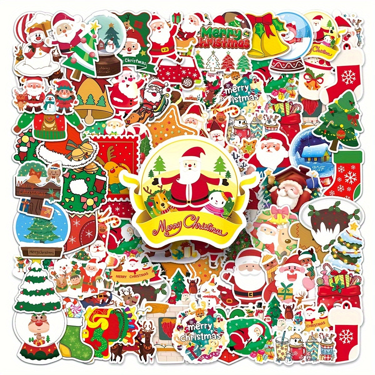 102pcs Christmas Cartoon Graffiti Stickers Diy Phone Case Car Skateboard Bike