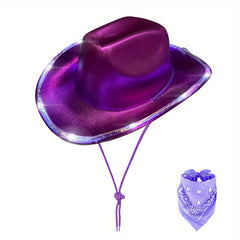 Y2K Laser Hat Bandana Set Iridescent Glitter Space Jazz Cowboy Hip Hop Bandana