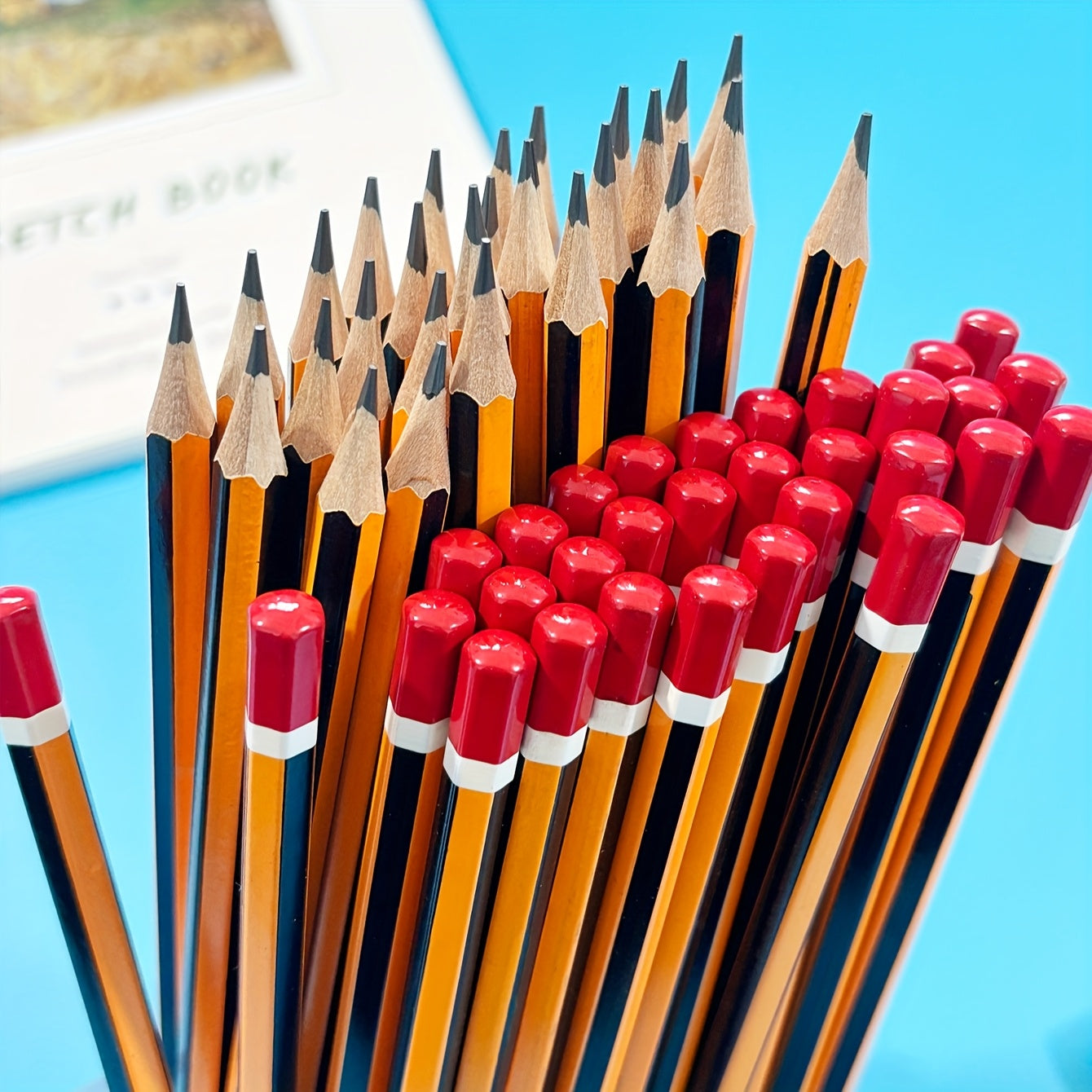 10pcs Yellow Striped Willow Pencils Smooth Writing Ideal for Office and School
