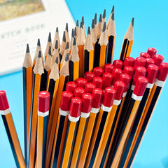 10pcs Yellow Striped Willow Pencils Smooth Writing Ideal for Office and School