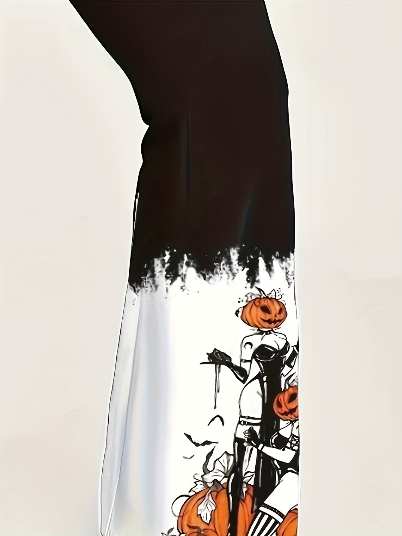  Pumpkin Elf Print Flared Leg Trousers