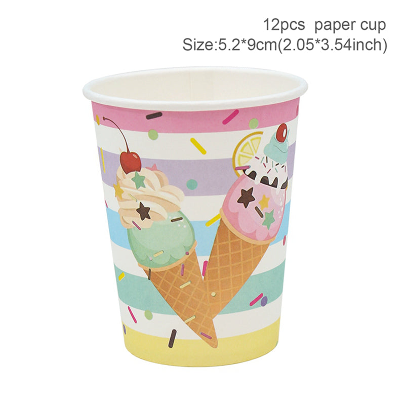 Summer Ice Cream Theme Party Disposable Tableware Paper Cup