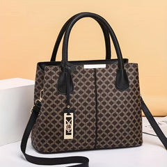 Vintage Geometric Print Crossbody Bag Retro Top Handle Satchel Bag
