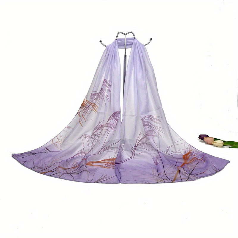 Reed Pattern Scarf Chiffon Shawl Scarf Wrap Casual Head Wrap