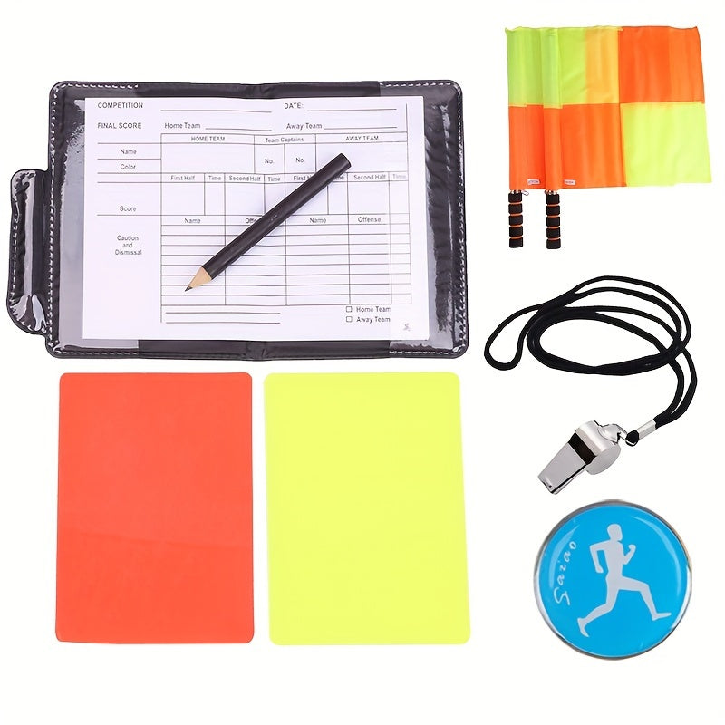 Football Referee Tool Bag w/ Red & Yellow Cards, Whistle - Edge Picker Included