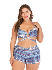  Ethnic Print Bikini Set Women's Plus Vacation Beachwear Swimsuit Set