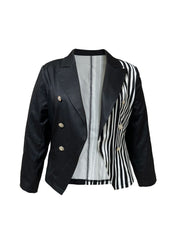  Colorblock Stripe Print Long Sleeve Blazer
