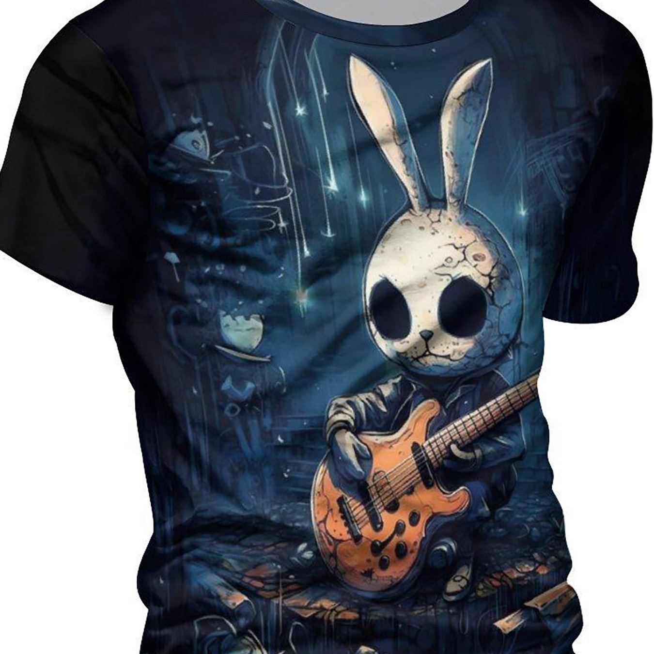 Rock Style Bunny 3D Pattern Men's Graphic T-shirt Short Sleeve Pullover Top