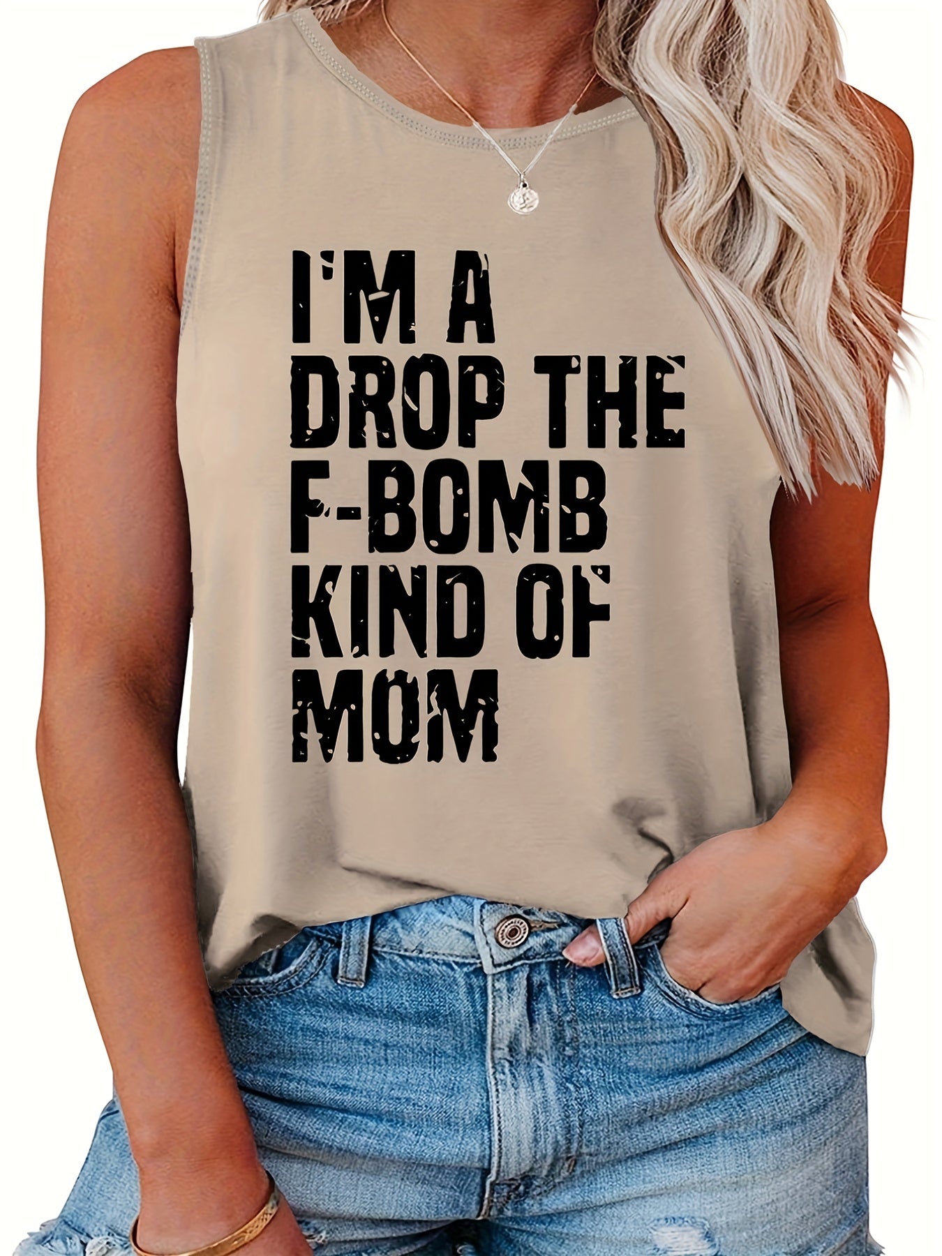  Women's Slogan Print Tank Top