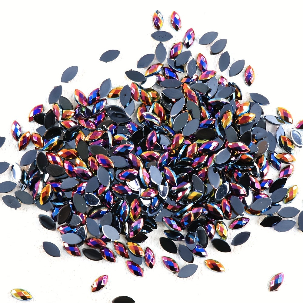 610pcs Teardrop Rhinestones Flat Back Nail Art Gems in Vibrant Colors