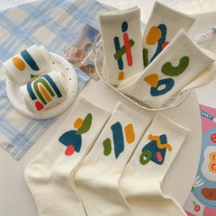 8 Pairs Graffiti Print Socks Women's Stockings