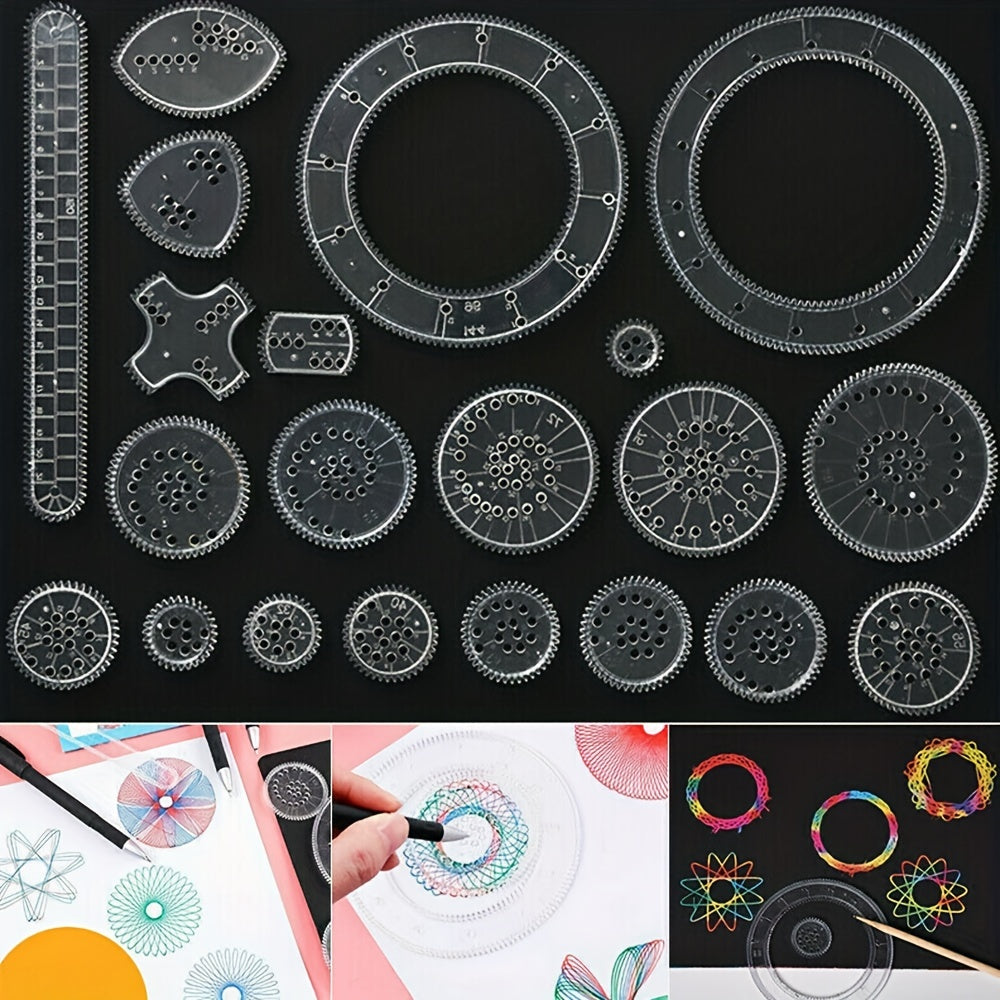 Spirograph Drawing Set Interlocking Gears & Wheels Geometric Ruler Creative
