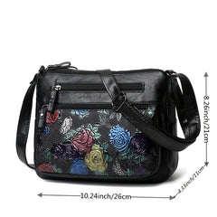 Flower Pattern Crossbody Bag Zipper Shoulder Bag