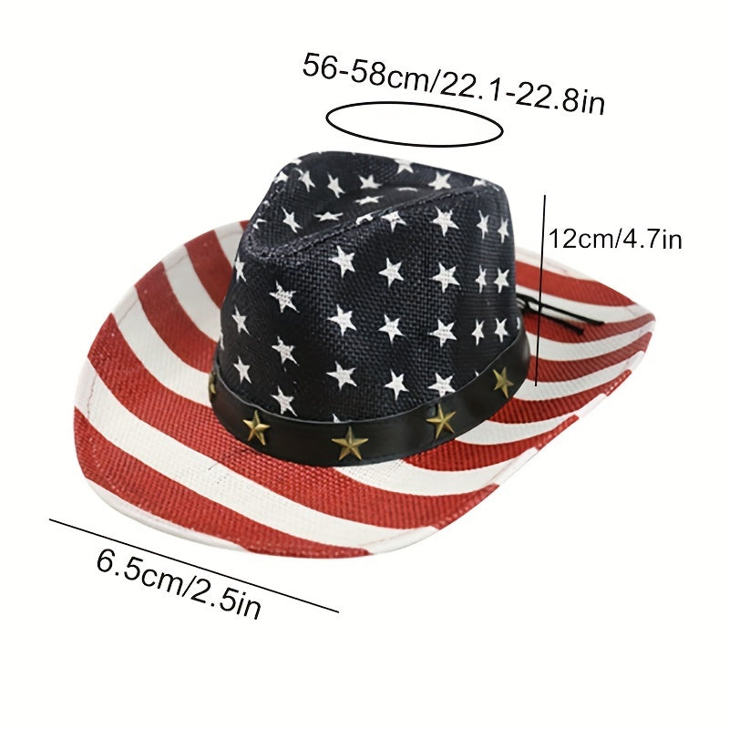 American Flag Cowboy Hat with Glasses Scarf