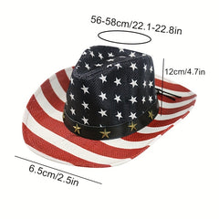 American Flag Cowboy Hat with Glasses Scarf