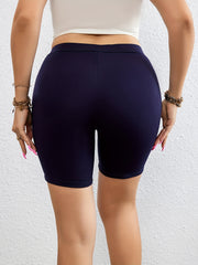  Women's Sports Shorts Solid Medium Stretch Biker Shorts