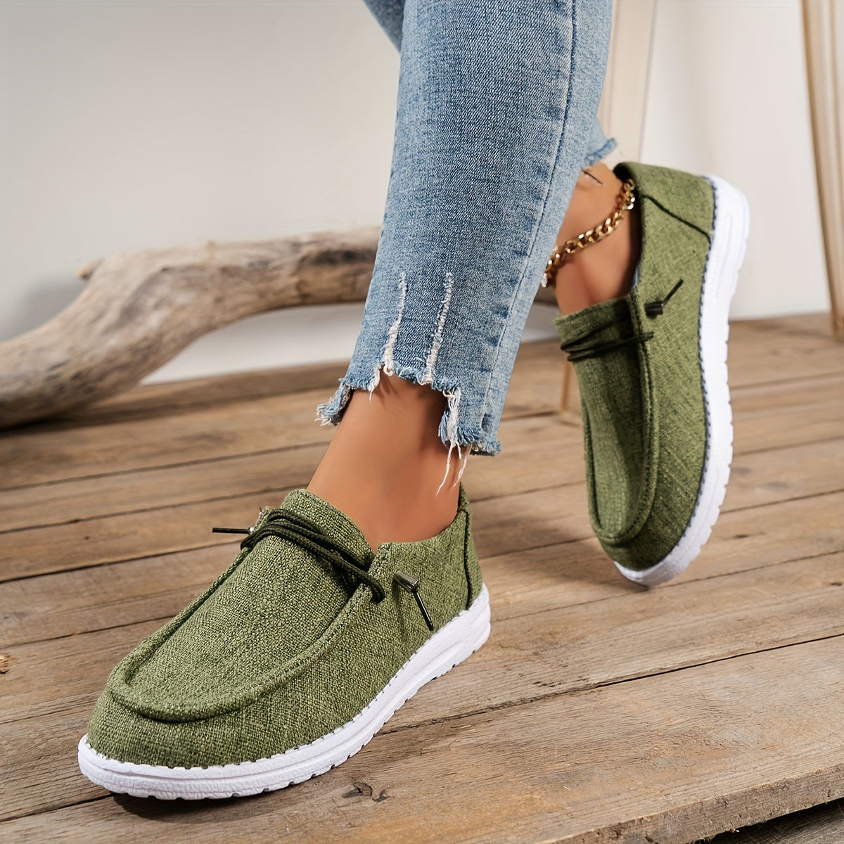 Women's Canvas Lace Up Low Top Slip On Shoe