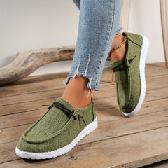Women's Canvas Lace Up Low Top Slip On Shoe
