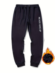 Never Give Up Letter Print Graphic Joggers Men's Sweatpants