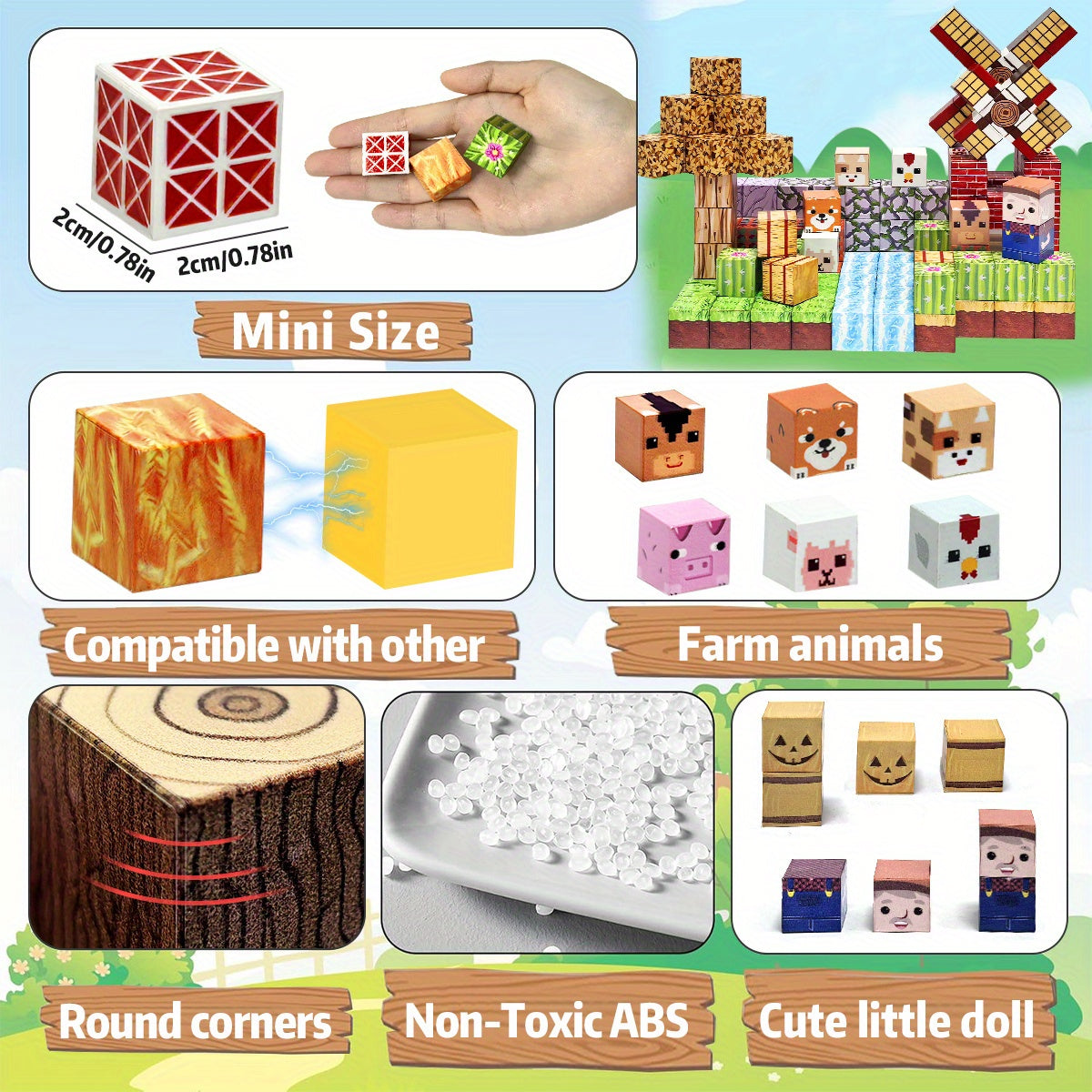 Farm Magnetic Blocks Building Toys for Kids, STEM Construction Set