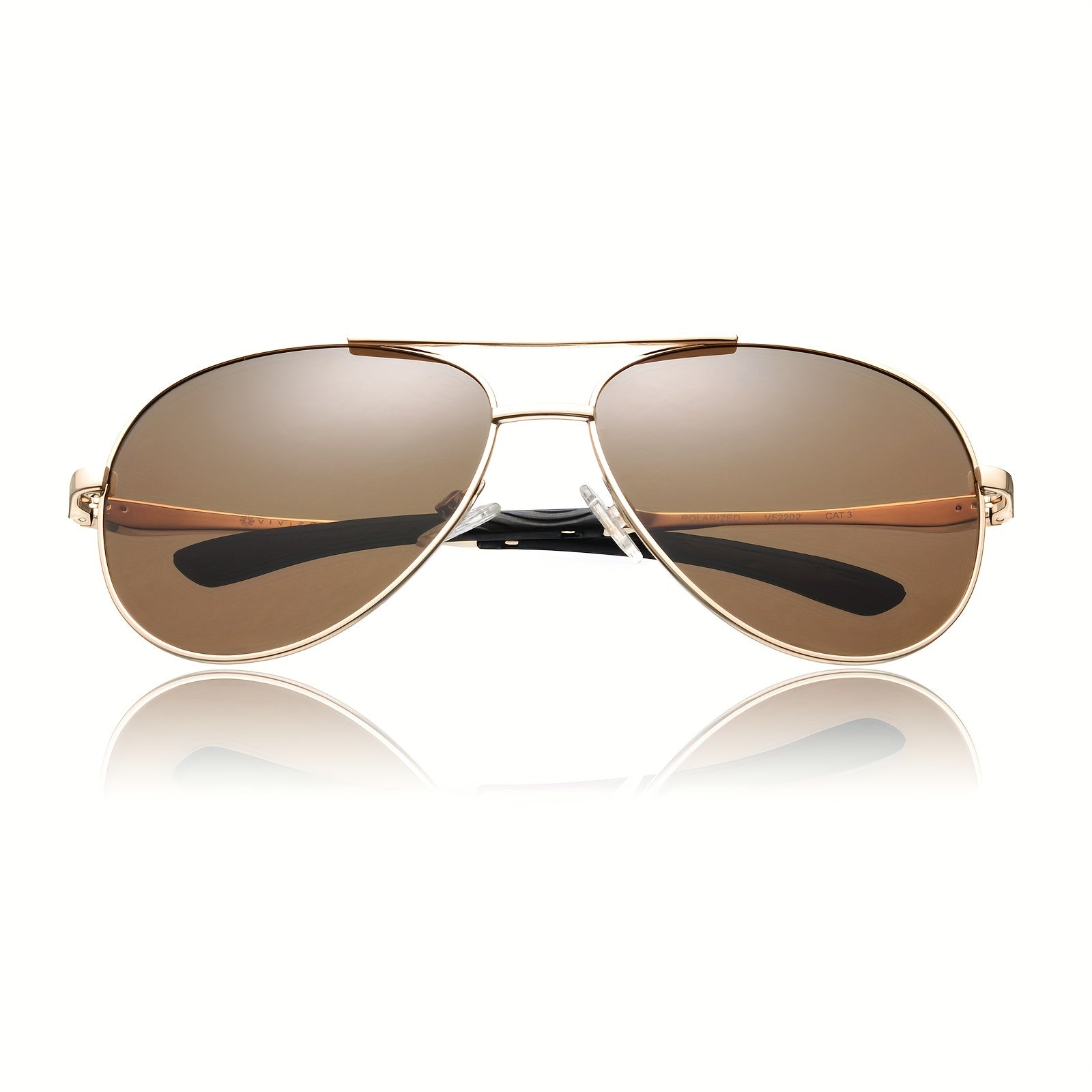 OUWEN Golden Frame Tea Lens Aviator Sunglasses for Men