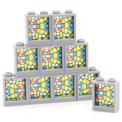 10pcs Window Frame Building Blocks 1x2x2 with Glass Panels