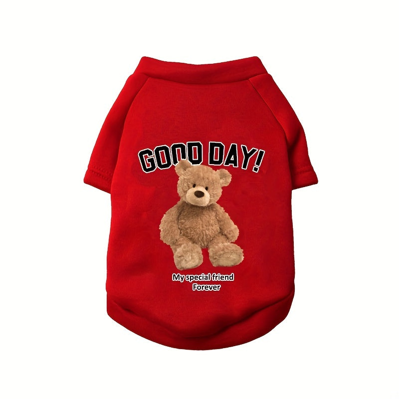 Bear Graphic Pet Crew Neck Sweater For Autumn And Winter