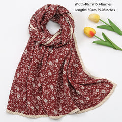 Vintage Flower Print Finale Scarf Double sided Thickened Shawl Scarves