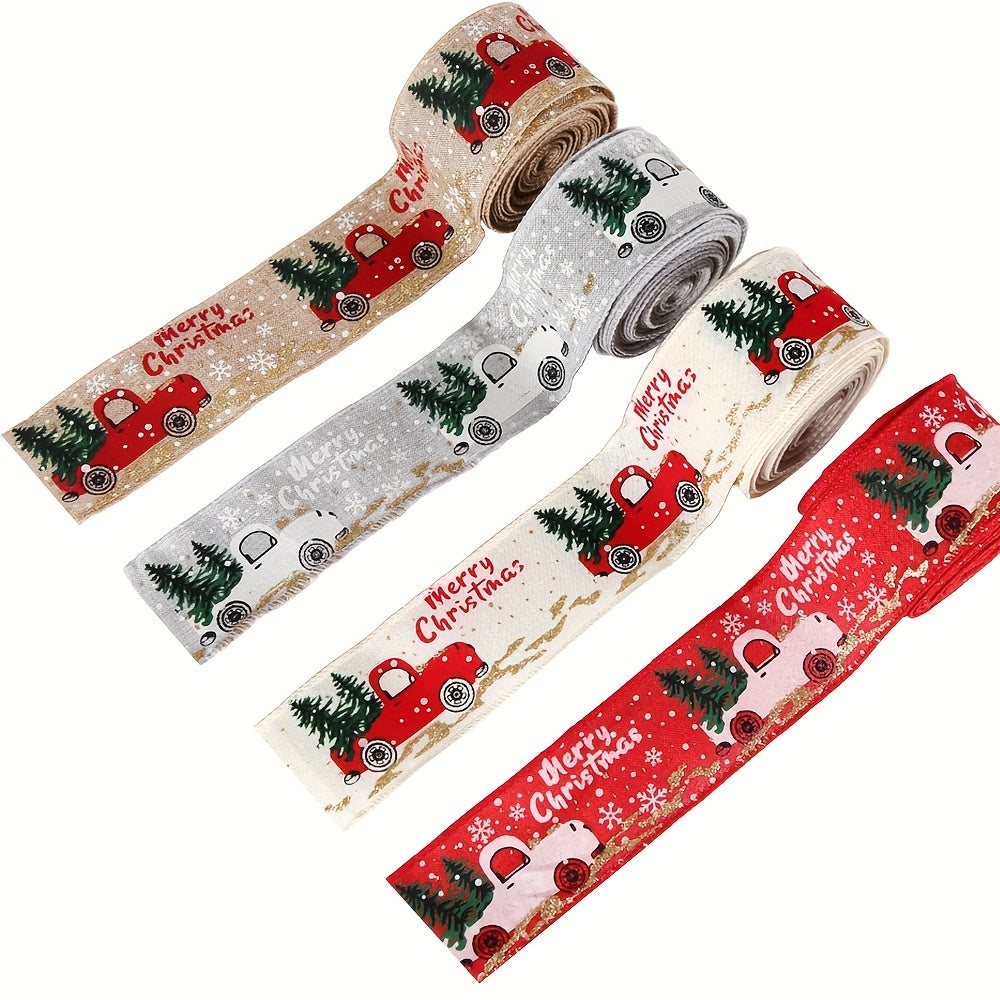 5m Christmas Ribbon Colorful Car Printing