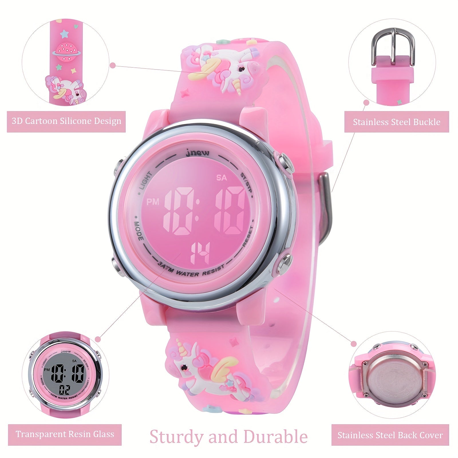 Cartoon Unicorn Waterproof Electronic Watch for Kids