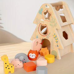 Wooden Tree Wisdom House Matching Blocks for Kids 3+ Years