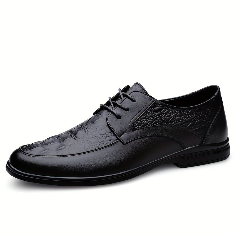 Men's Crocodile Embossed Derby Shoes Business Wear Resistant