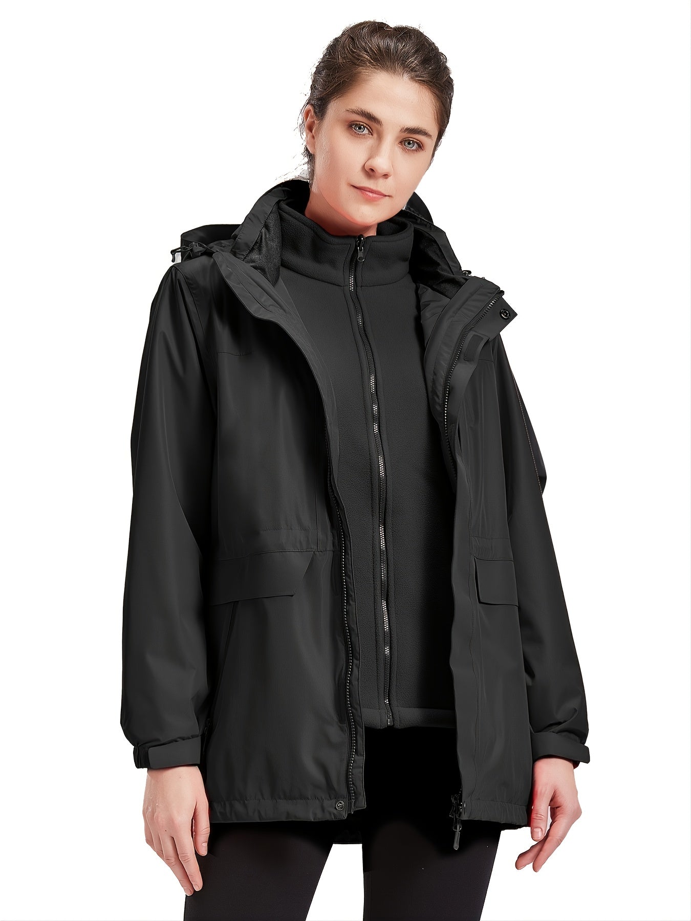 3-in-1 Thermal Jacket Waterproof Windproof Reflective Fleece Lined