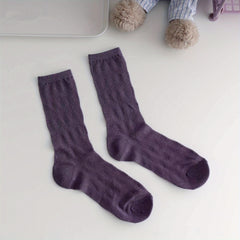 Argyle Textured Socks Mid Tube Women's Stockings