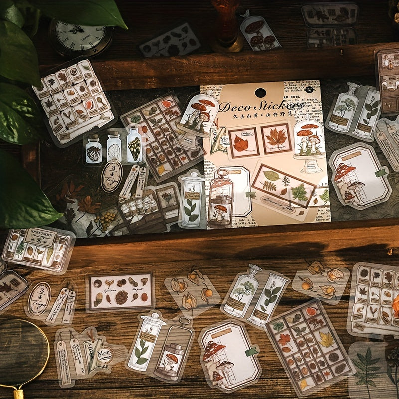 40pcs Vintage Plant Stickers for Scrapbooking & Journaling