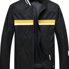 Men's Casual Baseball Collar Zip Up Jacket Coat For Spring Fall