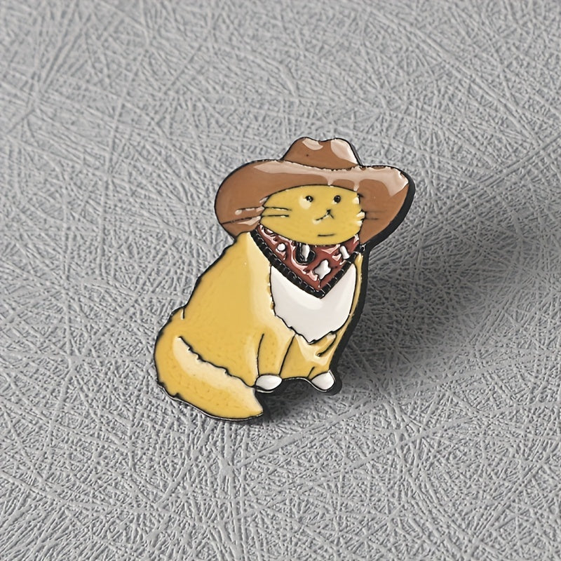 Western Cowboy Cat Mister Brooch 3D Pride Cat Collar Pin