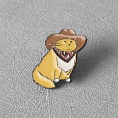 Western Cowboy Cat Mister Brooch 3D Pride Cat Collar Pin