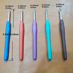 1pc 2mm-10mm Crochet Hook Set Aluminum with Silicone Handle