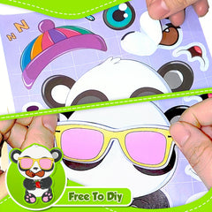 6pcs Animal Puzzle Stickers Educational DIY Face Changing Stickers