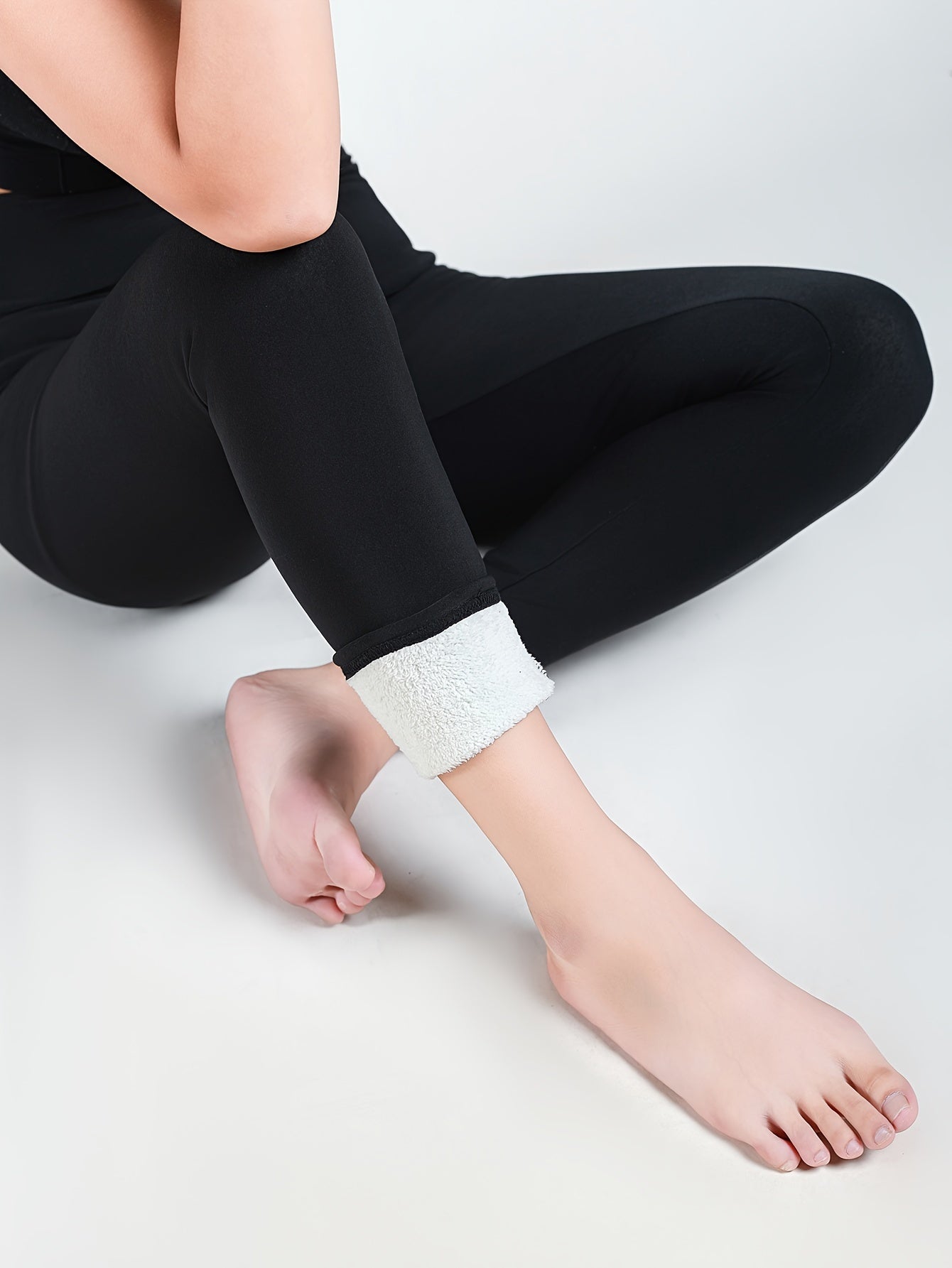 High Waist Fleece Warm Sports Leggings Womens Activewear