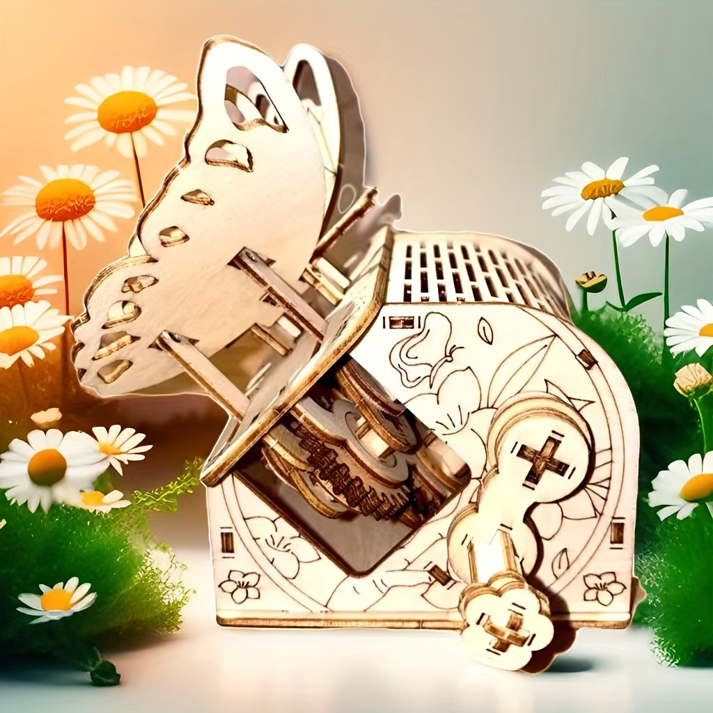 3D Butterfly Box Puzzle with Gear Mechanism