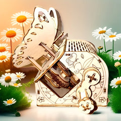 3D Butterfly Box Puzzle with Gear Mechanism