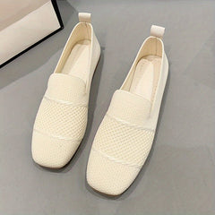 Women's Square Toe Loafers Breathable Flat Shoes Soft Sole Summer Walking Shoes