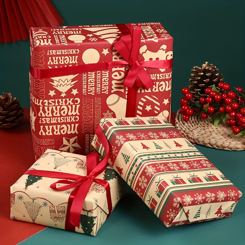 10pcs Christmas Wrapping Paper Arts Crafts Decorations